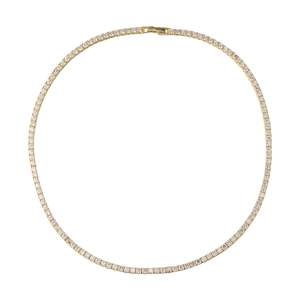 Gold plated S925 silver tennis necklace with 2.5mm cubic zirconia in a single row