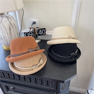 Cappello da Pescatore in Maglia Elegante da Donna Con Fiocco Retrò Acrilico Protezione Solare Parasole Cappello a Campana per Estate All'aperto Casual