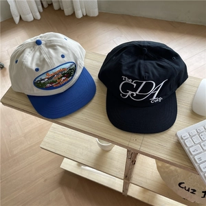 American Retro Baseball Cap Polyester Landscape Letter Embroidery Flat Brim Hip Hop Streetwear Skate Hat Adjustable Sunshade