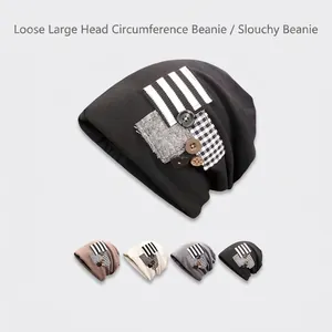 Men Women Slouchy Beanie Acrylic Knit Button Patchwork Pullover Street Fashion Warm Skull Cap Versatile Winter Outdoor Hat