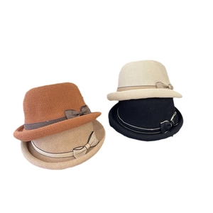Set di cappelli da sole in maglia per donna con fiocco in vari colori moda