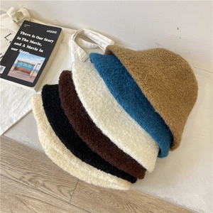 Cozy lamb wool bucket hats for women in six neutral colors for winter warmth