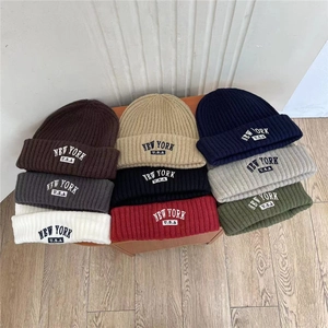 American vintage knit beanies with New York USA embroidery in nine assorted colors
