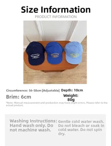Size chart showing 56-58cm adjustable circumference for hip hop flat brim baseball cap