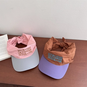 Adjustable quick-dry visor hat with stylish back bow tie and fashion embroidery