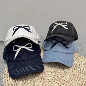 Chic women's baseball caps with bow embroidery in four stylish colors for casual daily wear