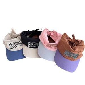 Street style sun visor hats with quick-dry ribbon tie and stylish letter embroidery