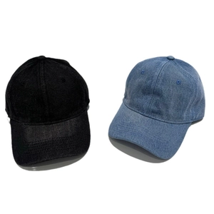 Classic denim baseball cap set in solid black and blue with curved brim and sun protection
