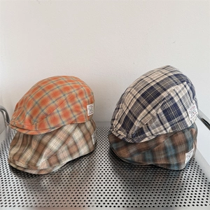 Béret Plaid Rétro Femmes Été Mince Chapeau Newsboy Style Britannique Décontracté Patch Pare-soleil Réglable Peintre Artiste