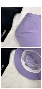 Dettaglio del cappello alla pescatora lavanda che mostra il tessuto e la fascia interna