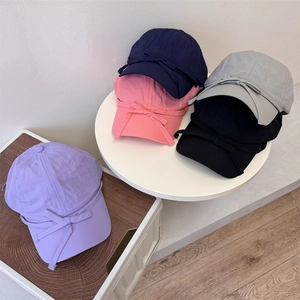 Women Sweet Bowknot Baseball Cap Lightweight Breathable Sun Protection Adjustable Duck Tongue Hat Solid Color Casual Summer Fashion Outdoor Cap