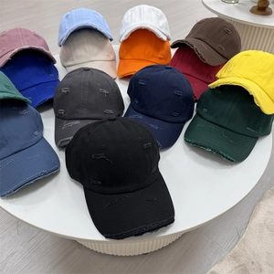 Vintage Distressed Baseball Cap Men Women Ripped Style Soft Top Curved Brim Sun Hat Retro Hip Hop Adjustable Streetwear