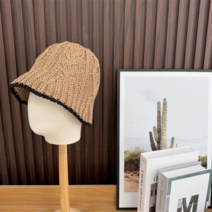 Bob Tissé en Polyester Respirant pour Femmes Été Pare-soleil Crochet Ajouré Chapeau de Pêcheur Vintage Chapeau de Soleil de Plage