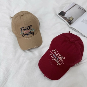 Gorras de béisbol vintage con bordado Faith OVER EVERYTHING y diseño de lona desgastada