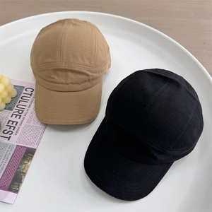 Outdoor 5-panel short brim baseball caps in khaki and black with durable checkered fabric