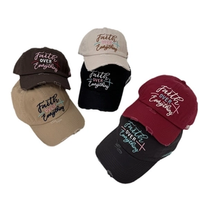 Gorras de béisbol vintage desgastadas con bordado Faith en seis colores