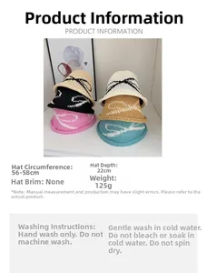 Size chart for hollow knit sun hat showing 56-58cm circumference and 125g weight