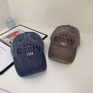 Casquettes de baseball vintage délavées bleu marine et gris avec broderie 3D OUTSTAND