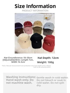 Detailed collection of embroidered cotton baseball caps in eleven vibrant color options