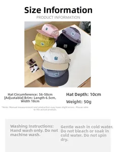 Size chart for quick-dry street style five-panel cap with detailed product dimensions