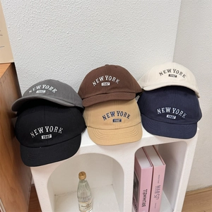 Women Vintage New York Letter Embroidery Acrylic Baseball Cap Retro Short Brim Breathable Sunshade Hat Casual Adjustable Snapback