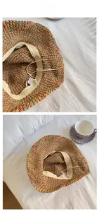 Macro shot of 100% paper straw texture and internal adjustable band on a sun hat