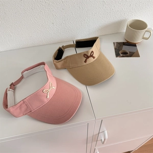 Women's sun visor hats with cute bow embroidery for outdoor sports and sun protection