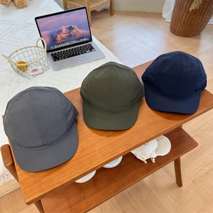Retro short brim quick-dry baseball caps in grey, army green and navy blue colors