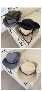 Tile display of outdoor wide brim sun hats in various colors with adjustable chin straps