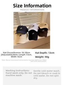 Guida alle taglie per cappelli da baseball in cotone con istruzioni per il lavaggio