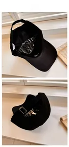 Dettaglio della struttura interna e del cinturino regolabile di un cappellino nero