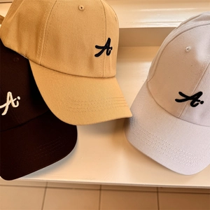 Cappellini da baseball minimalisti in cotone con ricamo Ai in marrone, kaki e crema