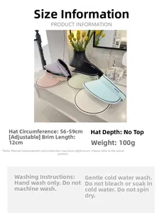 Detail view of colorful ice silk sun visors with various pastel colors and large brims