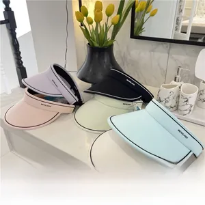 Foldable ice silk sun visors for summer in purple, pink, black, beige, and blue