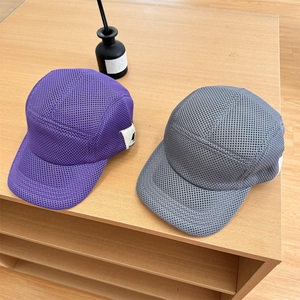 Lightweight breathable mesh baseball cap for outdoor sports in purple and gray colors