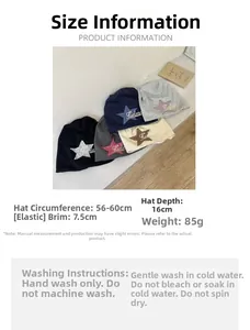 Detaillierte Größenangaben für die amerikanische Beanie-Mütze mit Sternstickerei
