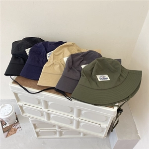 Japanese Outdoor Acrylic Bucket Hat For Men Women Quick Dry Fisherman Hat With Adjustable Windproof Rope Vintage Patch Sun Hat
