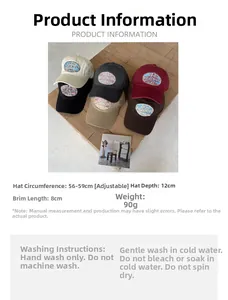 Detail view of retro baseball caps with 'DOG PERSON' embroidery in various colors