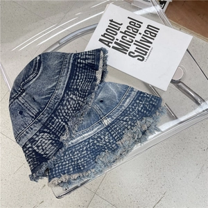 Vintage Washed Distressed Acrylic Bucket Hat For Women Men Frayed Edge Sun Protection Summer Outdoor Fisherman Cap