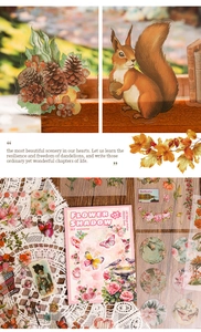 Detail showing vintage flower shadow sticker book with 194 pieces of PET floral material