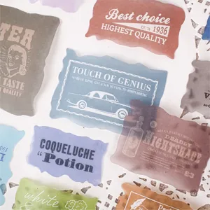 Vintage English themed stickers with retro illustrations for DIY journaling scrapbooks