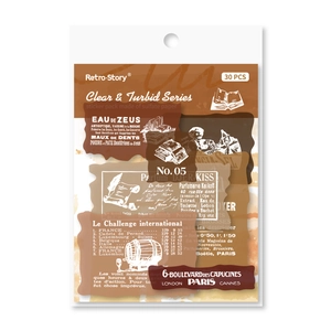 Retro vintage English theme stickers pack with 30 pieces for DIY scrapbooking decor