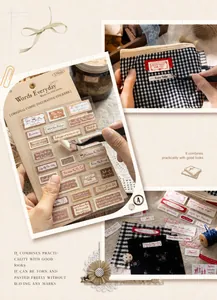 Vintage fabric sticker set with English quotes for DIY scrapbooking and home decor projects
