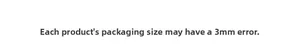 Detail showing a 3mm package size tolerance specification for DIY craft stickers