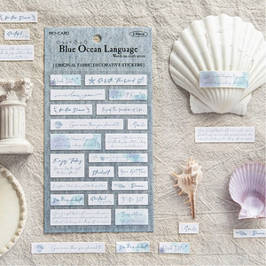 Blue ocean fabric decorative stickers for DIY scrapbooking with inspirational English quotes