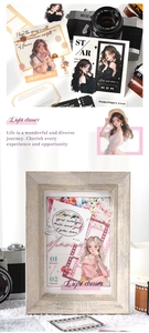 Macro-opname van Dark Shadow stickerset met retro filmframes en illustraties van meisjes