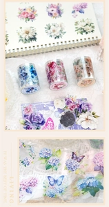 Détail macro du ruban washi floral vintage avec motifs de roses et fini scintillant