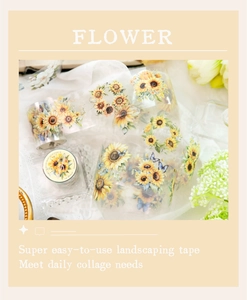 Détail du ruban PET tournesol et papillon pour scrapbooking DIY, rouleau de 50mm x 2m