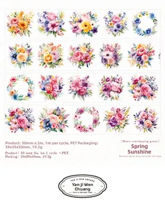 Détails du ruban adhésif PET à fleurs vintage avec boucle de 1m pour scrapbooking DIY