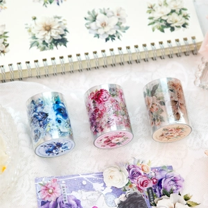 Set de rubans adhésifs washi fleurs vintage pour décoration de journal et loisirs créatifs